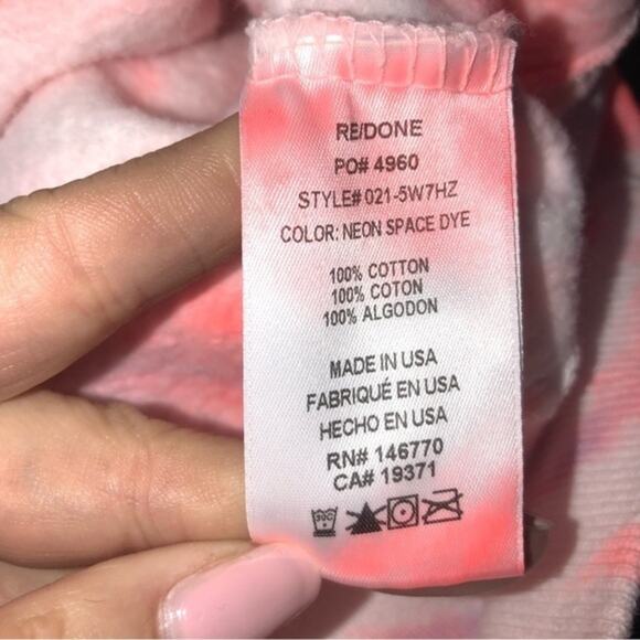 Hanes Re/Done 70s Neon Space Dye Half Zip Sweatshirt Medium NWT - Picture 6 of 7